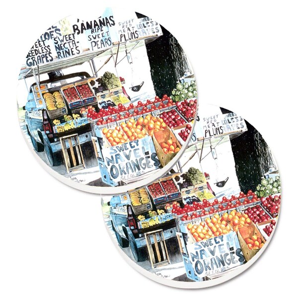 Carolines Treasures Fruit Stand Set of 2 Cup Holder Car Coaster 8054CARC - main